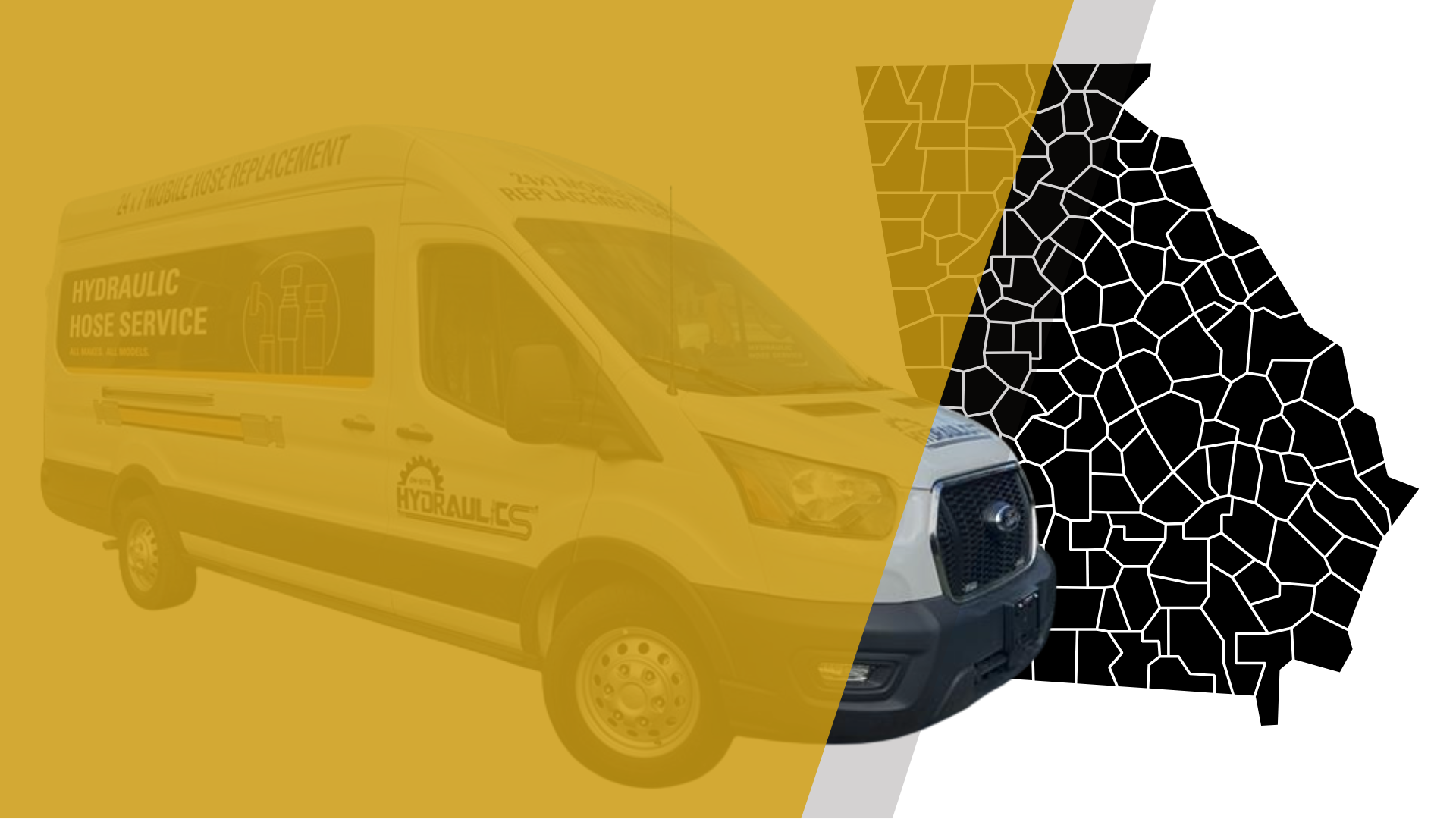 On-Site Hydraulics Mobile Hose Van and Georgia Coverage Area Map